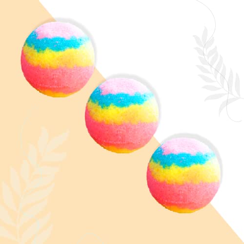 Image of Kaleidoscopic Rainbow Strawberry Bath Bombs for Bath Tub - Pack of 3 - Fizzy Aromatic Bath Bomb for Kids - 75g Each - Ideal Bath and Body Gift Set - Relaxing Bathtub Bombs