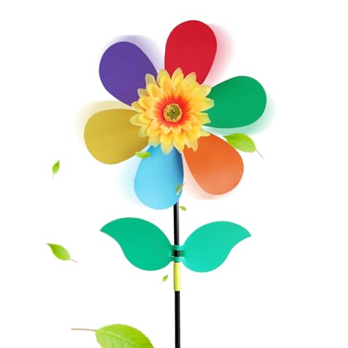 Sonnenblumen-Windspiel – dekorativer Windmühlen-Spinner, solarbetriebener Sonnenblumenpfahl, groß, künstlerische Gartendekoration für den Außenbereich, Hof, Dekoration, Weg