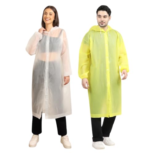 Image of Citizen Eco-Friendly EVA Poncho Raincoat for Men & Women, Lightweight Waterproof Coat with Hood, Adjustable Drawstring, Button Closure Outdoor Rainwear