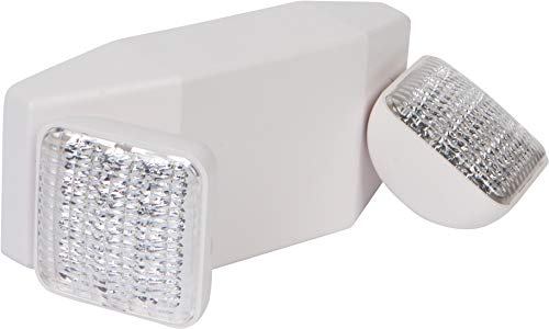 Image of Morris Products Square Head Micro LED Emergency Light - White, High Output - 76 Lumens - Energy Saving Emergency Lighting Unit - Compact Design - Thermoplastic Housing, Mounting Plate, (73424)