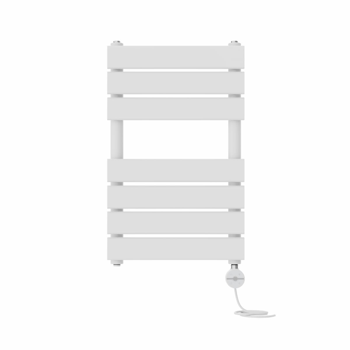 NRG Prefilled Flat Panel Electric Heated Towel Rail Radiator White Thermostatic Bathroom Warmer with Touch Screen Display 650x400mm - 400W — image 1