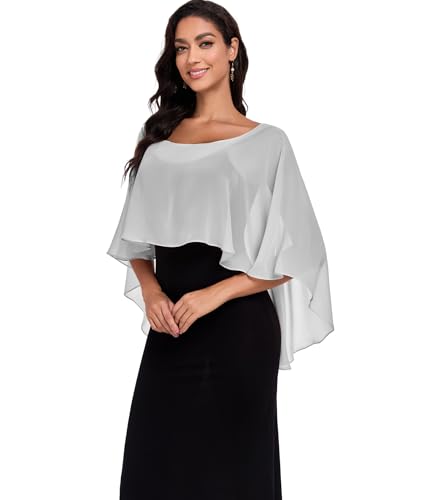 Pukguro Sheer Shawls and Wraps for Evening Dresses Chiffon Capes for Women Soft Wedding Cover Up