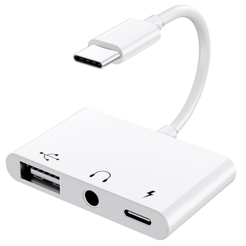 USB C to 3.5mm Jack Headphone Adapter with Charger Port,OTG Cable Adapter, Type C to Aux Audio...
