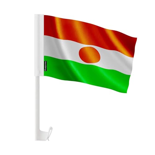 Drapeau voiture Niger 30x45cm en polyester résistant pour cortège et célébration