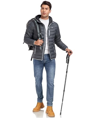 Image of Little Donkey Andy Men's Packable Puffer Jacket Lightweight Hooded Warm Winter Coat with Recycled Insulation S-3XL