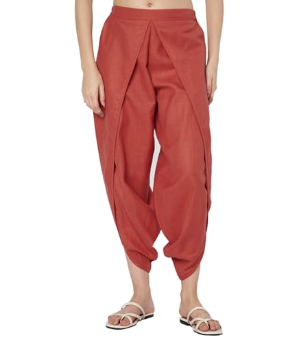 Image of 9rasa Women's Cotton Solid Harem Dhoti Pants for Casual FusionWear Workwear