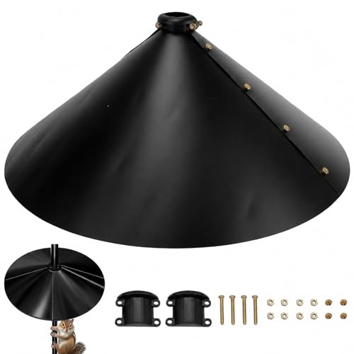 Squirrel Baffle Dome - 18 Inch Wrap Around Squirrel Proof Bird Feeder Baffle with Seed Catcher Tray & Rain Cover Universal Fit for Any Bird Pole for Wild Bird Pole Feeders Reusable Squirrels Proof
