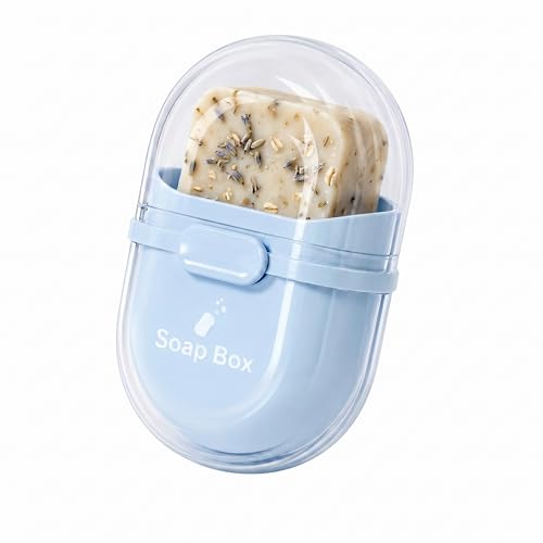 Image of Travel Soap Case, Leakproof Compact and Durable Plastic Soap Holder with Lid, Portable Soap Holder for Traveling, Transparently Soap Dish for Bathroom, Outdoor Hiking, Camping (Blue, 1 Pcs)