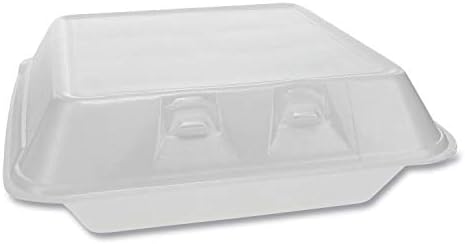 Pactiv Yhlw09010000 Foam Hinged Containers, Large, 9 X 9.13 X 3.25, 1-Compartment, White
