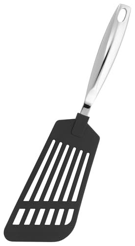 Stellar Premium Nylon Tools Fish Turner, Polished Stainless Steel Handle with Soft Nylon End, for Use with Non-Stick Cookware, Dishwasher Safe