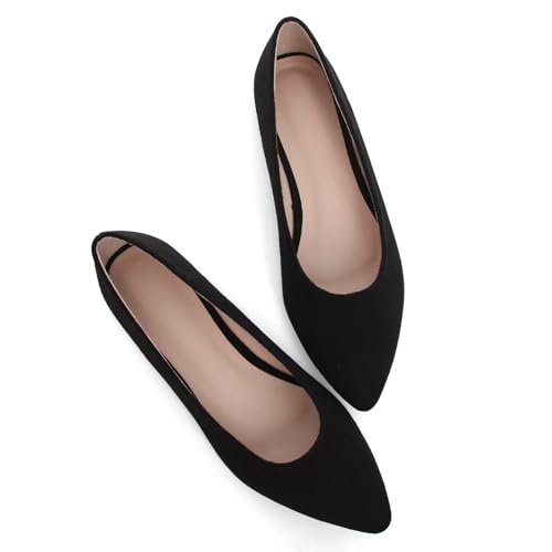 Image of Dear Time Women's Pointed Toe Ballet Flats Simple Casual Office Work Flats Slip-on Comfortable Shoes