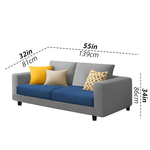 Image of Galib 2 Seater Sofa Set for Living Room (Blue Grey Fabric) Premium Fabric Sofa Set
