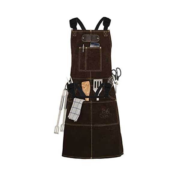 Black Forest Fox ROUGH Schweißer-, Arbeitsschürze Lederschürze aus Büffel Wild Leder Schürze, Rauleder, Grillschürze… – Bild 5