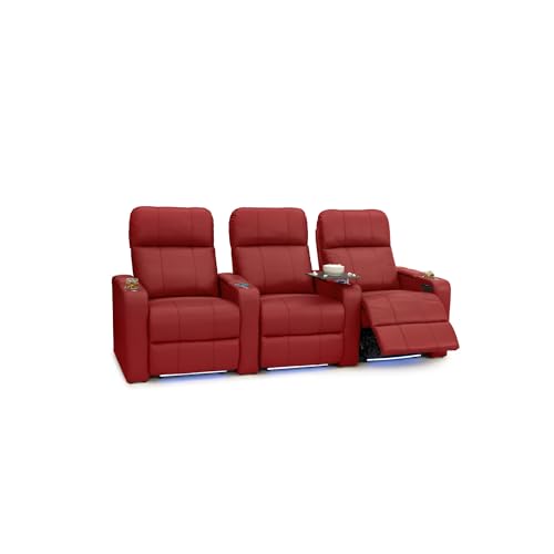Image of Seatcraft Monterey Home Theater Seating Red Row of 3