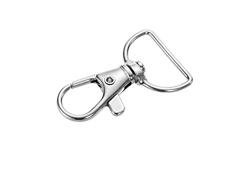 YAKA 50 Pack Premium Metal Lobster Claw Clasps 360° Swivel Trigger Snap Hooks by Swivel Clasps with D Ring (D Ring Inner Width 0.98inch)