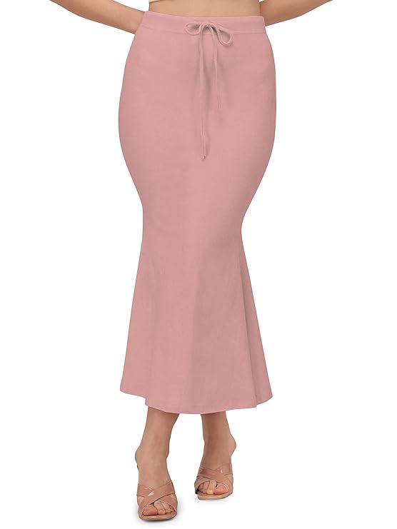 Image of Saree Shapewear Petticoat for Women Cotton Blended Lycra Body Shaper Peticoat, Long Under Skirt Dress for Saree,Stretchable Fishcut Innerwear for Ladies Saree in Party