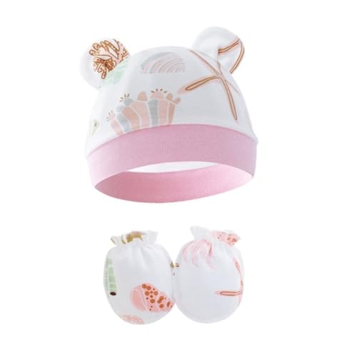 Soft Breathable Baby Hat and Mittens Set for Newborns Cotton Comfortable Fetal Caps Gentle Protections for 0-6 Months