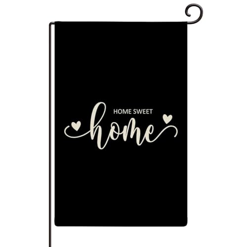 Home Sweet Home - Bandera de jardín resistente a la intemperie, diseño de las Escrituras, banderas de patio para exteriores, arpillera, divertida bandera de jardín de bienvenida, decoración de fiesta