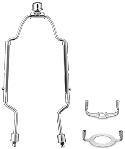 8 9 10 Inch Lamp Shade Holder Kit [Adjustable] For Table And Floor Lamps, Heavy Duty Lamp Parts With 3/8 Standard Saddle, Uno Fitter Adapter And Lamp Finial (Silver) #TOP18