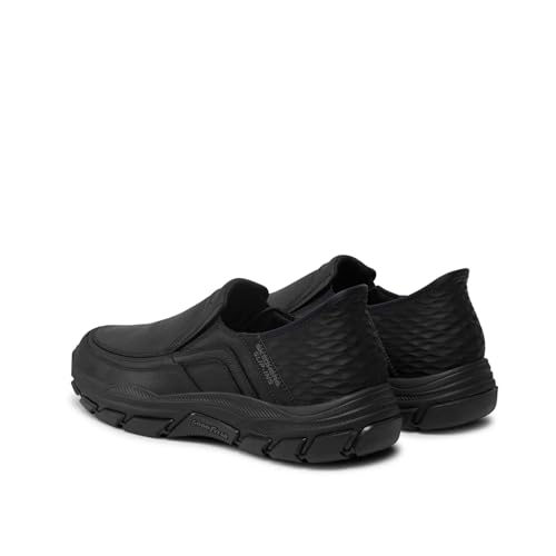 Image of Skechers Men's USA Respected - Elgin Moc Toe Leather Slip-Ins, Bbk ( Black /Black ), 7