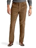 PLEPAN Men's Corduroy Pants - Casual Classic Fit Stretch Elastic Waist Dress Pants Coffee Large