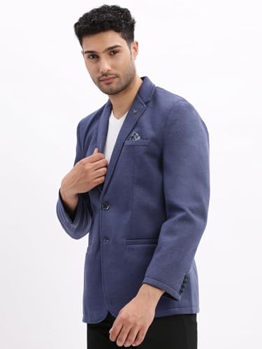 Image of SHOWOFFFF Men Solid Single Breasted Casual Blazer | Notched Lapel Full Sleeves Cotton Blazer for Mens | Slim Fit Regular Length Blazer for Men's