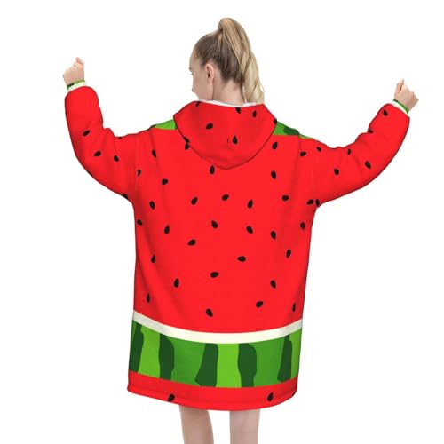 Sweat à capuche couverture pastèque rouge unisexe en flanelle avec poches
