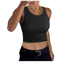 ECUNGWUA Debardeur Femme Col en Rond Spaghetti Top Chic et Élégant Camisole Haut Sport été Tops à dos Découvert Croc Top (M)
