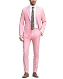 AIBUYTA Pink Suits for Men 2 Piece Dress Suit Mens Suits Slim Fit Homecoming Suit Tuxedo Jacket Pants Set S