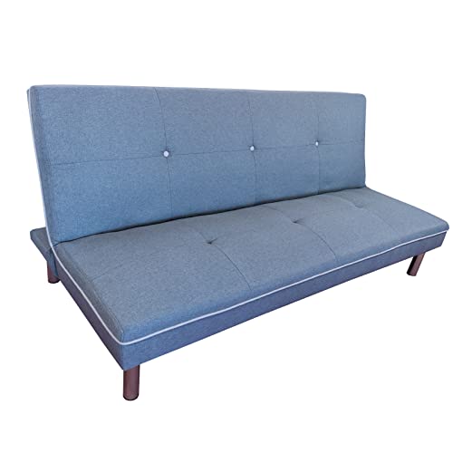 MUEBLIX.COM | Sofa Cama Salduero 3 Plazas | Sillón Cama | Cama Sofa | Sofa Cama Apertura Click Clack | Tapizado en Tela | Sofa de Diseño | Color Gris