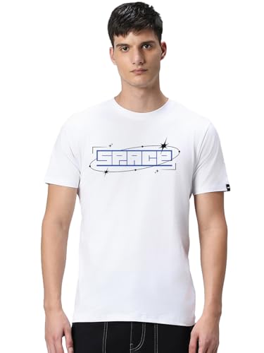 Image of Bewakoof Men's Typography Regular Fit Half Sleeve Round Neck Pure Cotton T-Shirt