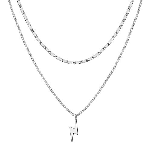 PAVOI 14K Gold Plated Lightning Cluster 925 Sterling Silver Necklaces | 14x1.2x6mm Contemporary Jewelry for Women | Best Gift for Her | White Gold