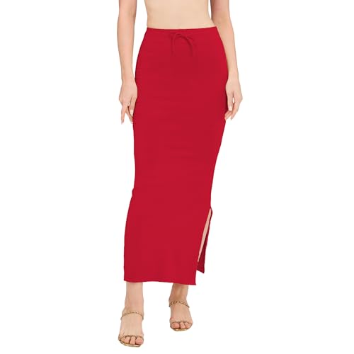 Image of DESI GIRL Cotton Lycra Stretchable Saree Shapewear Petticoat with Drawstring for Women | Fishcut Saree Petticoat with Side Slit for Easy Movement | Saree Shaper | Long inskirt