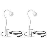 ledscom.de 2 pièces lampe de serrage, col de cygne KLUK, interrupteur, blanc mat, 1x GU10 max. 60W