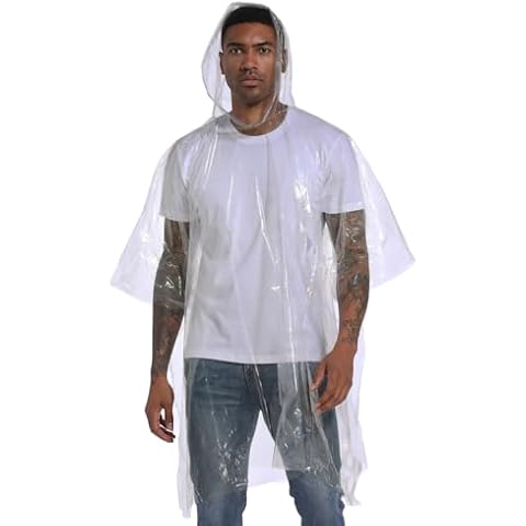 ANLOKE Disposable Rain Ponchos for Adults - Family Pack Ideal for Disney World, Concerts, and Outdoor Events clear Cover