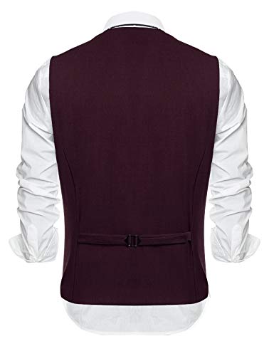 Coofandy Men's Formal Fashion Layered Suit Vest Waistcoat Dress Vests (Xl, Wine Red) #TOP2