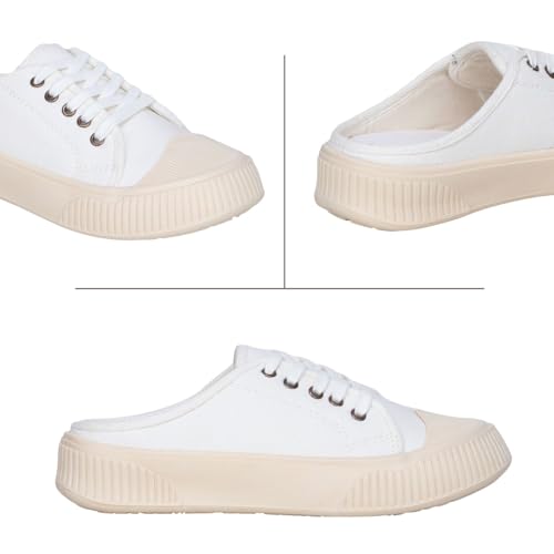 Image of TRASE Back Open Casual Sneakers for Women | Trendy Mule Slip-On Shoes with Lace-Up Front & Comfortable Cushioned Insole
