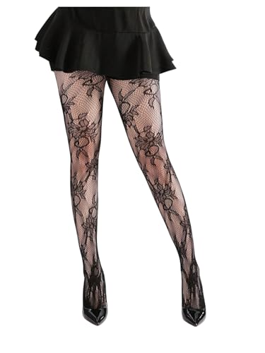 Image of SHENHE Women's Patterned Fishnet Tights High Waist Pantyhose Floral Stockings