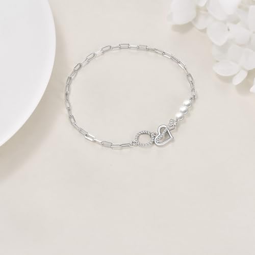Pulsera de plata de ley 925 con forma de corazón para mujer 2