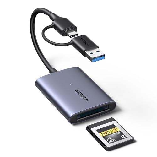 UGREEN USB-C auf CFexpress Type B Kartenleser mit USB-A & C Port 10Gbps bis zu 1250MB/s kompatibel mit CFexpress B Karten für 8K Video Mac Windows Linux Laptop Tablet Aluminiumgehäuse(CFB)