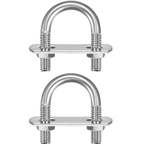 Image of TA-VIGOR 2 Sets M6 Round U Bolts, 18mm Inner Width 36mm Length 304 Stainless Steel U Bolts with Nut, Plate, Washer for Attaching Pipe, Conduit, Cable, Tube, Brackets, Boat and Trailer