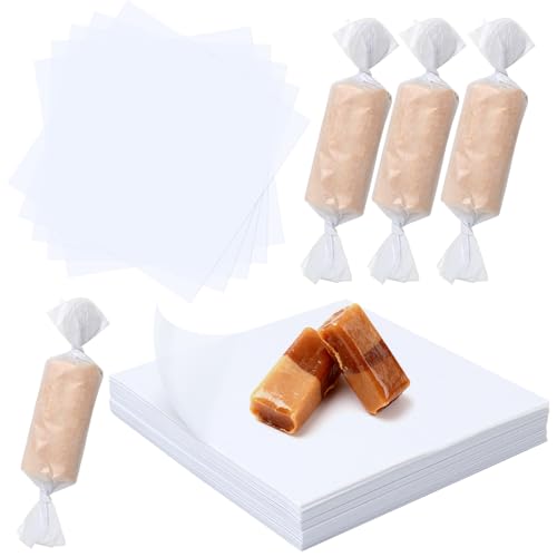 SBYURE Wax Candy Wrappers 1000 Pieces Candy Wrappers for Caramels Pre-Cut Twisting Wax Paper Square Sheets 4.8x4.8inch for Caramel Chocolate Taffy Lollipop