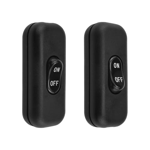 SATUY 2 Pcs Inline Cord Switch, AC 250V 6A On/Off Lamp Control Button, Appliance Rocker Switches for Appliance or Bedroom Table Lamp Desk Black
