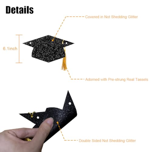 Graduation Decorations Class of 2023 Glitter Congrats Grad Graduation with Tassel Party Congratulations Banner Decor College High School Graduation Party Favors Black