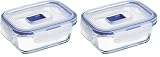 Luminarc Pure Box Active Recipiente Rectangular Hermético Vidrio 12x9cm - 38cl Bicolor (Paquete de 2)