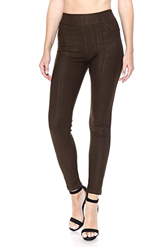 Image of Leggings Depot Women's Cotton Blend Stretch Pull-on Jeggings Casual Pants with Pockets (Available in Plus Size)