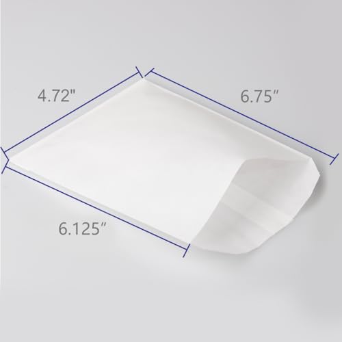 BagDream Glassine Waxed Paper Bags 4.72x6.75 Inches Pack of 100 Small Flat Glassine Envelopes, Paper Bags for Popcorn, Cookies, Small Gifts