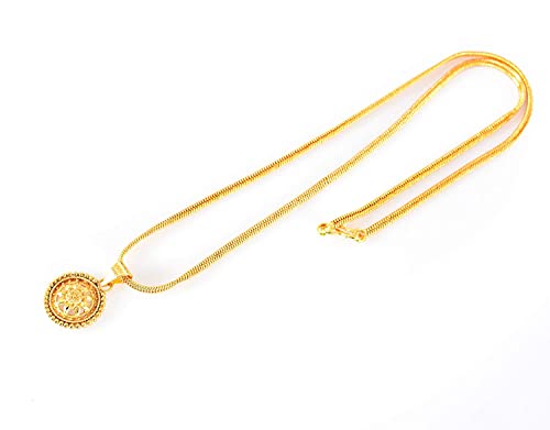 Image of Handicraft Kottage 1 gm Micro Gold plated Stylesh Modern Brass Chain Pendant locket Necklace for Men,women and kids Ganesh ganapti ganpati bappa (Style6)