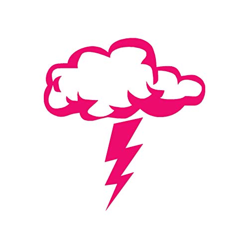 Image of Storm Cloud Lightning Bolt - Vinyl Decal Sticker - 5.75 inch x 6.25 inch - Hot Pink