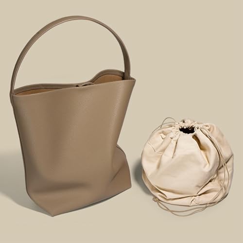 Genuine Leather Shoulder Bags for Women Ladies Large Bucket Tote Purse Handbags Trendy Soft Working Satchel3